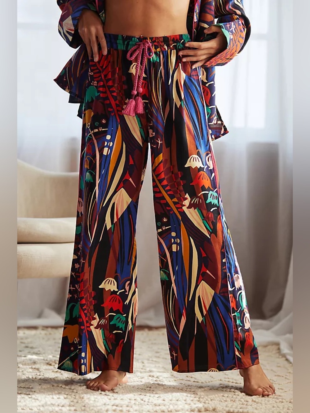Masha Volnova for Anthropologie Wide-Leg Sleep Pants